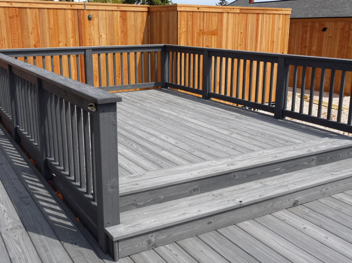 Architectural photograph of a newly constructed custom timber dec