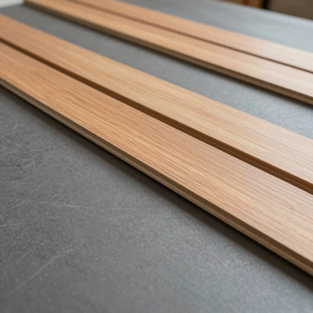 Close-up of laminate planks interlocking perfectly, showcasing pr