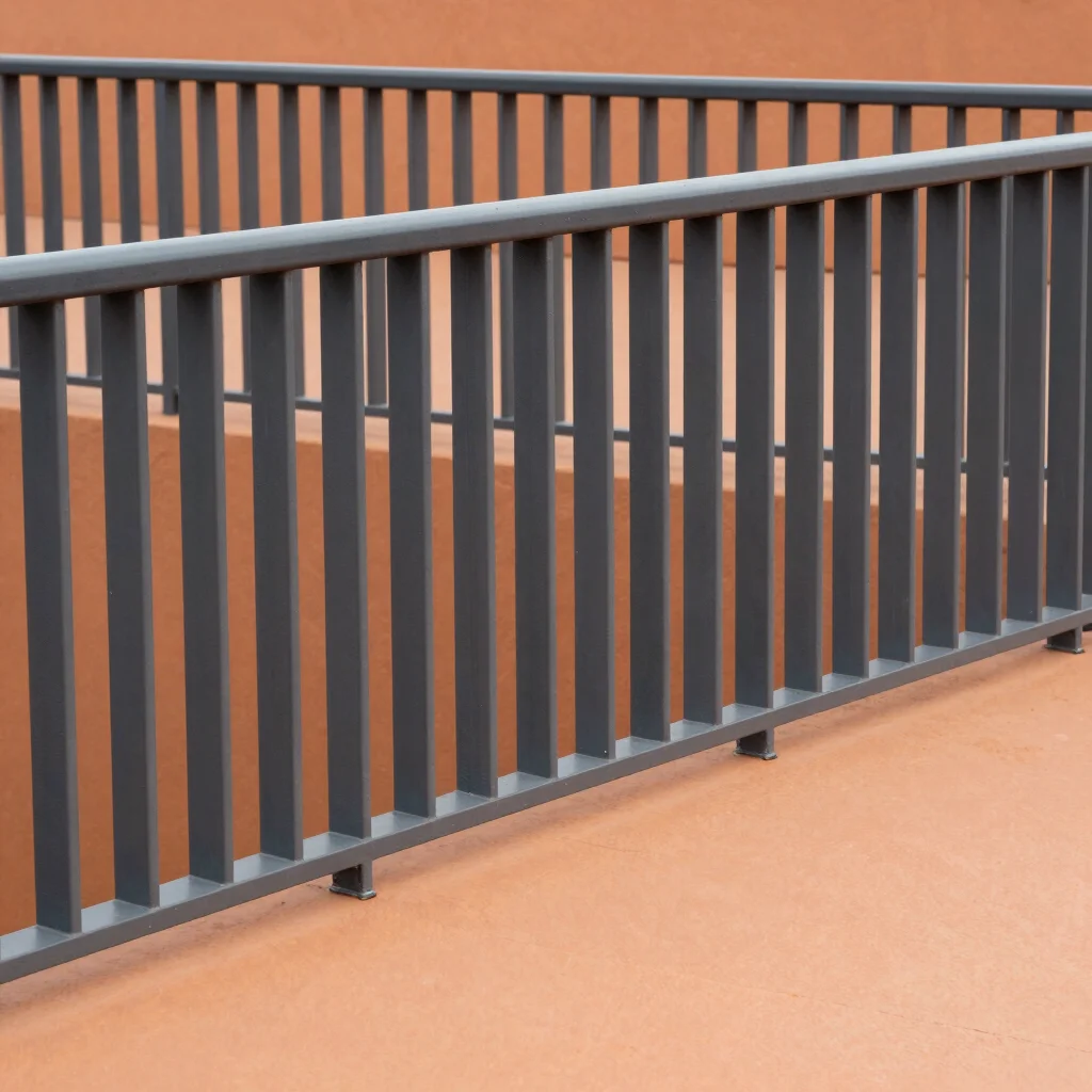 Detail of a deck railing with clean lines, highlighting safety an
