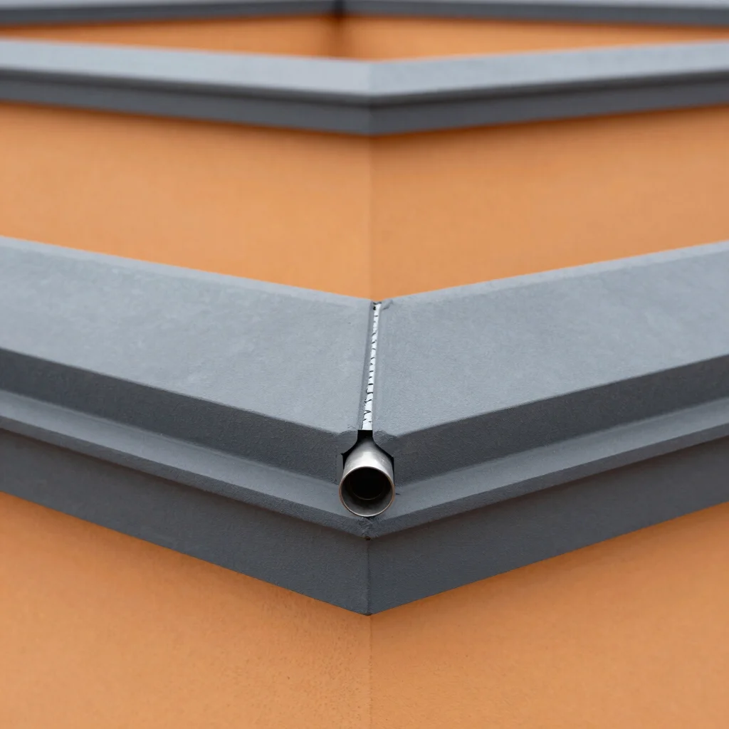 Detail of a chimney flashing, demonstrating precise sealing, warm