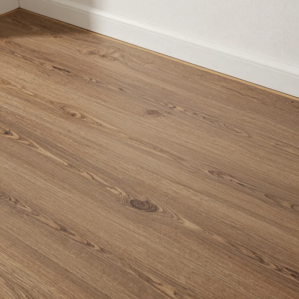 Close up shot of precisely laid laminate flooring and clean inter