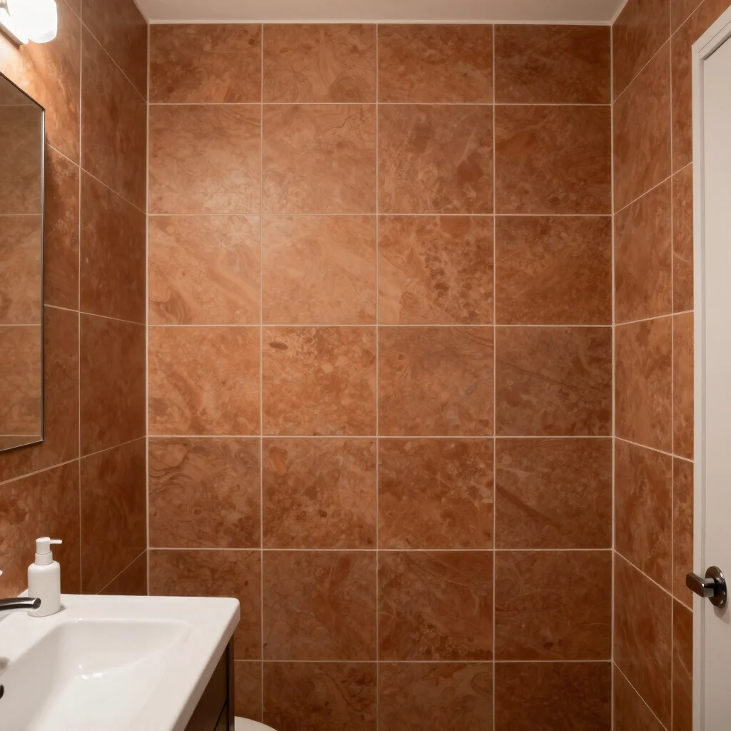 Detailed architectural photo of a modern tiled bathroom remodel w