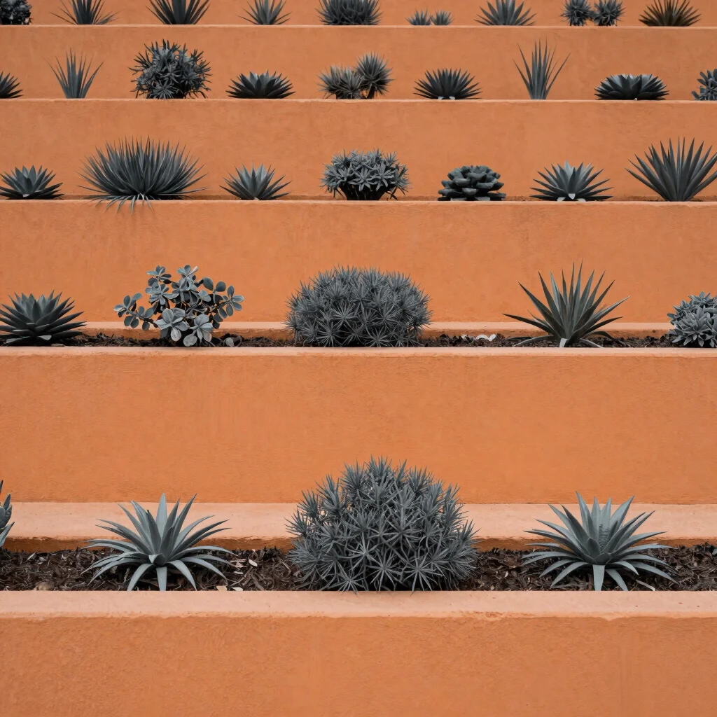 Detail shot of a planter box with carefully selected drought-tole